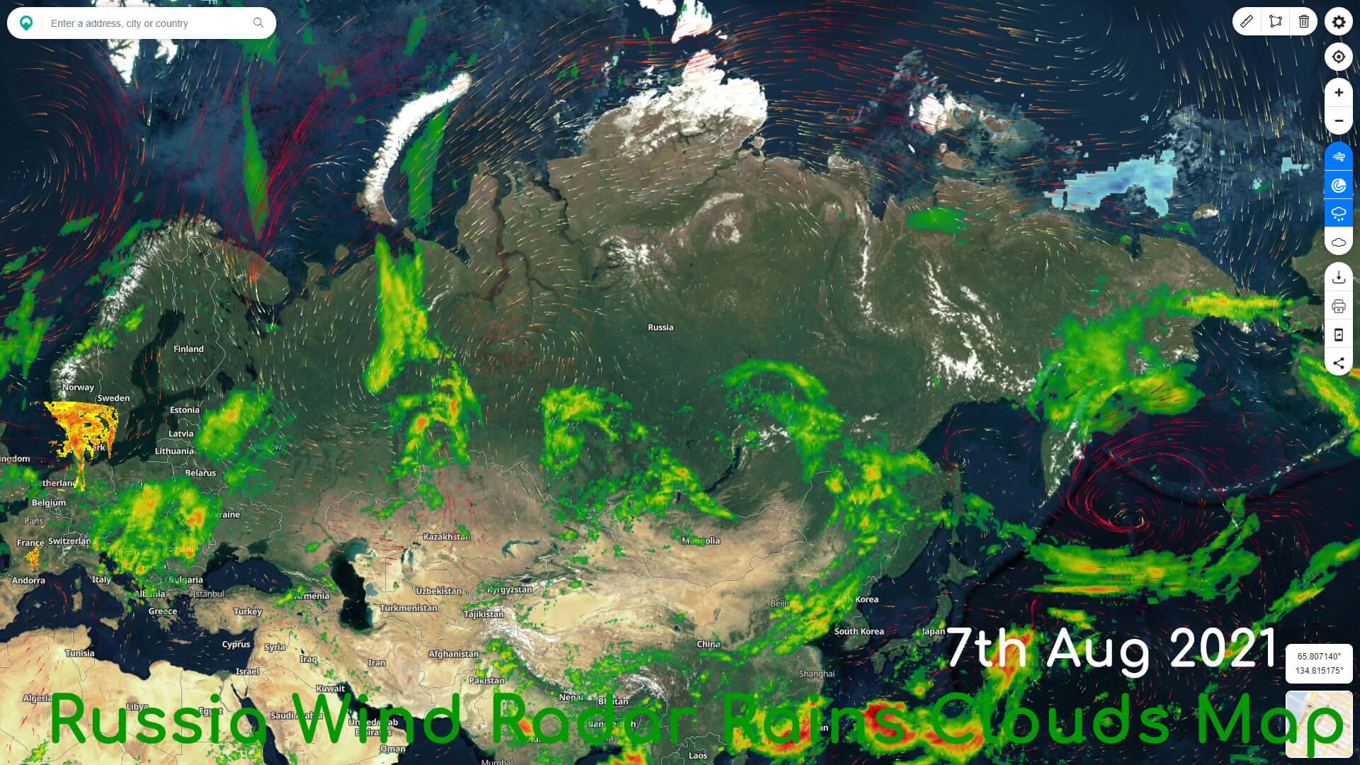 Russia Wind Radar Rains Clouds Map
